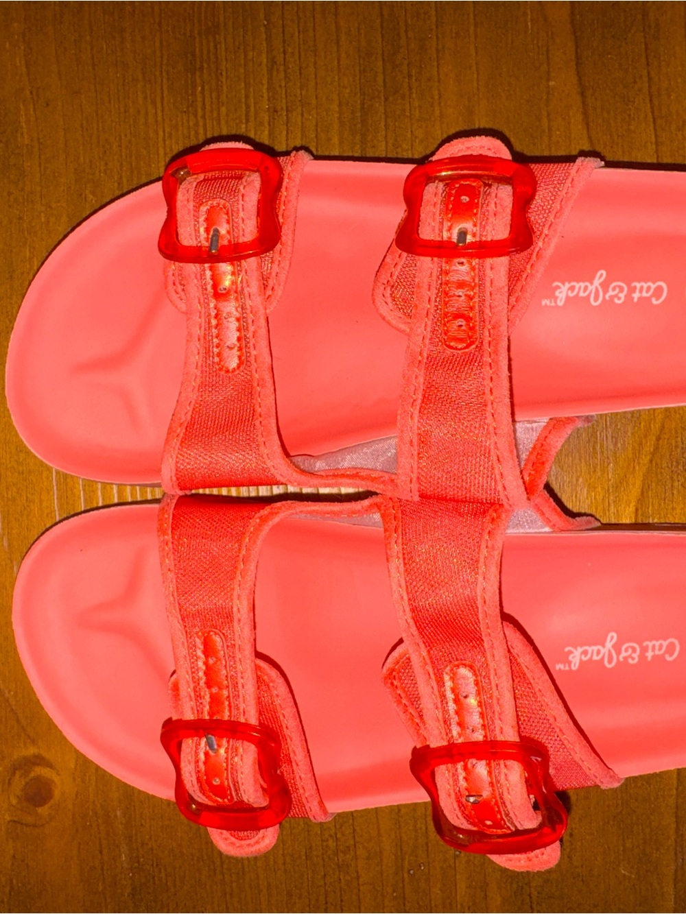 Cat & Jack Bright Coral Buckle Slide Sandals for Kids
